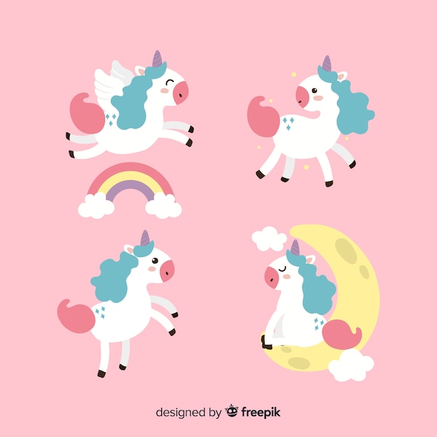 Kawaii unicorn character collectio