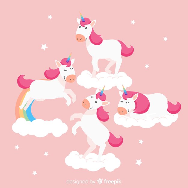 Kawaii unicorn character collection