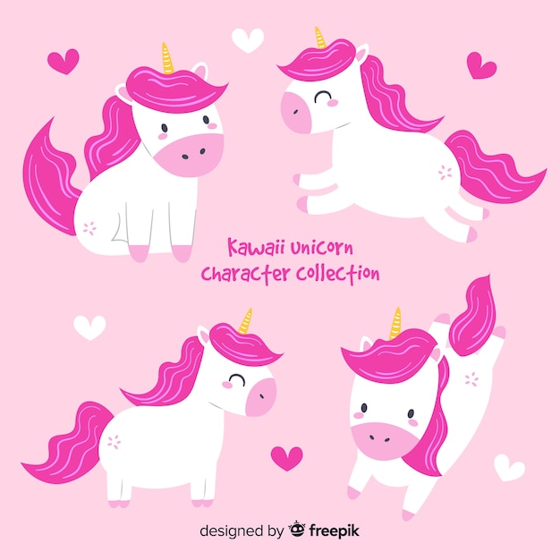 Kawaii unicorn character collection