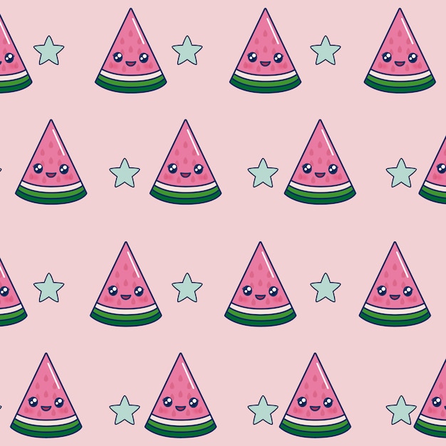 Free vector kawaii watermelons