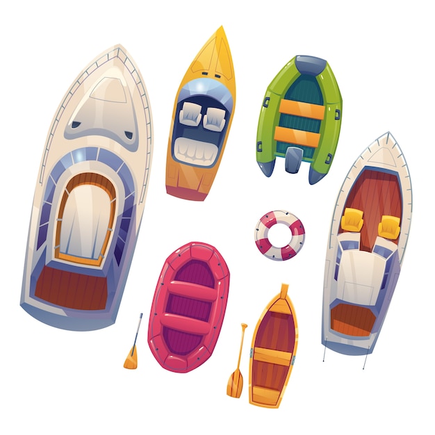 Kayak canoe design illustration set