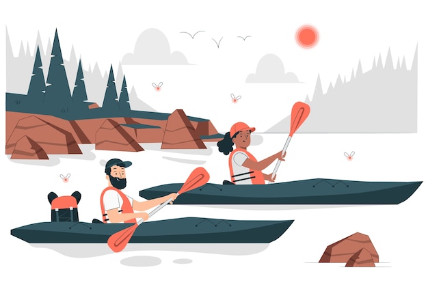 Kayaking Concept Illustration – Vector Templates for Free Download