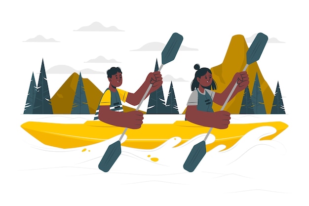 Free vector kayaking concept illustration