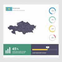 Vettore gratuito modello di infografica mappa e bandiera del kazakistan