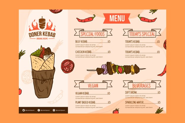 Kebab menu design template