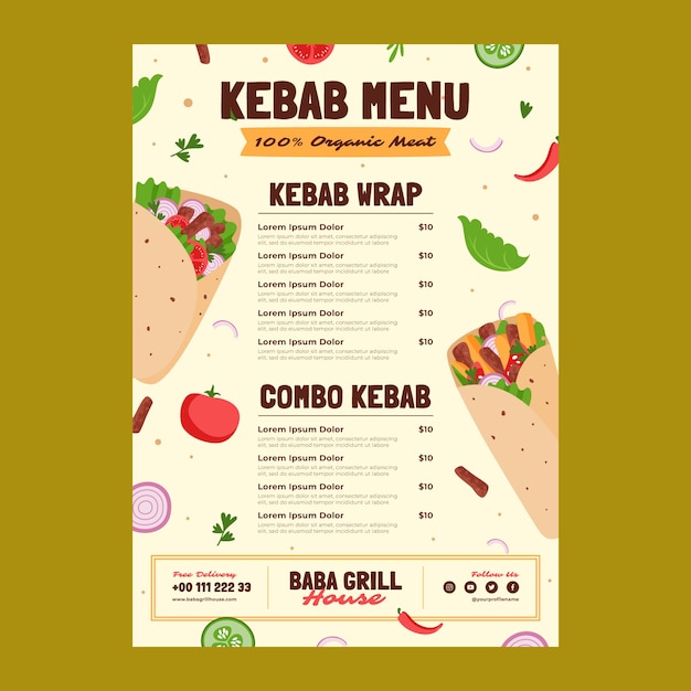 Modello di progettazione del menu di kebab