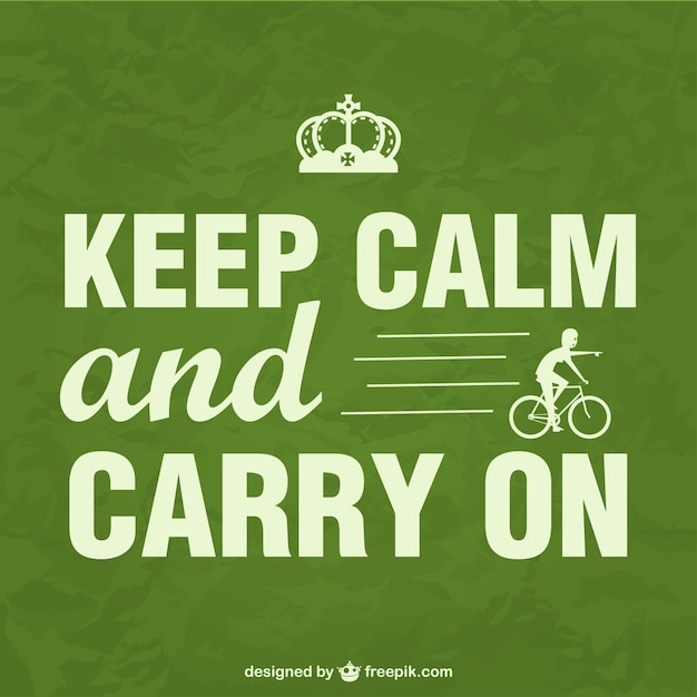 Бесплатное векторное изображение Сохранять спокойствие велосипед плакат