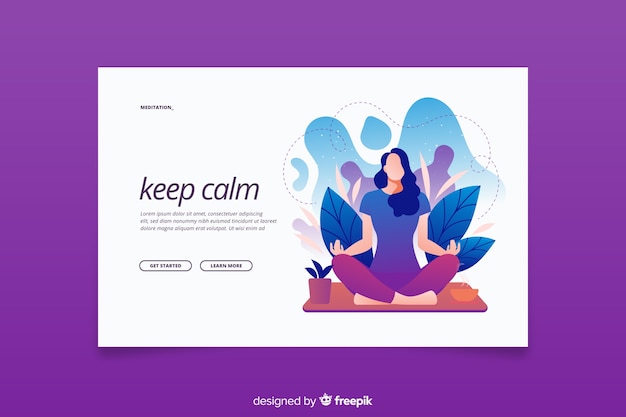 Keep calm meditation concept for landing page