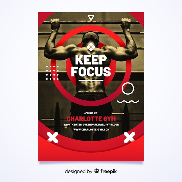 Free vector keep focus memphis style poster