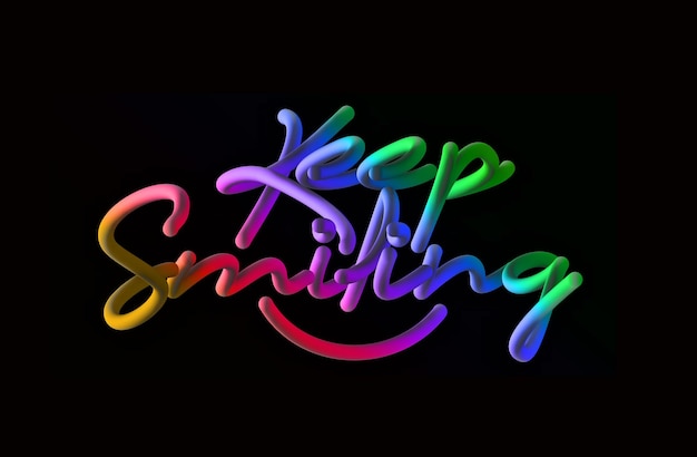 Free vector keep smiling calligraphic 3d pipe style text vector illustration design