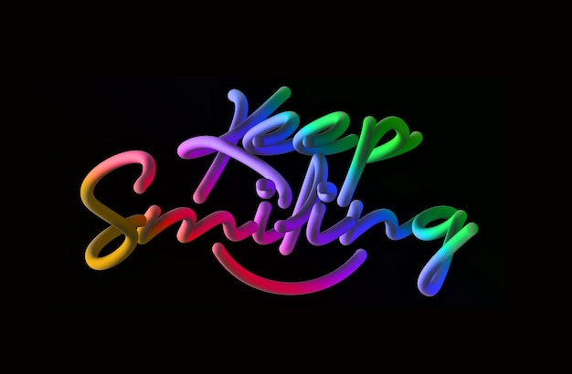 Keep Smiling Calligraphic 3d Pipe Style Text Vector illustration Design