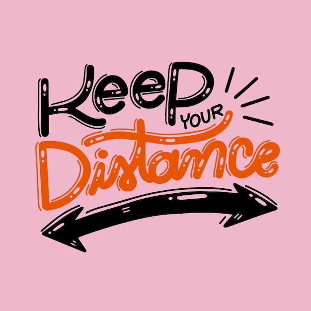 Free vector keep your distance lettering