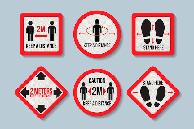 Free vector keep your distance sign collection