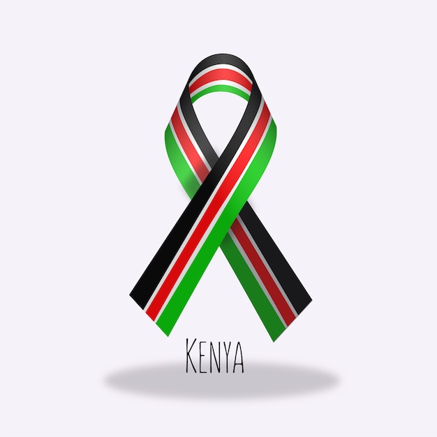 Vettore gratuito disegno del nastro della bandiera del kenya