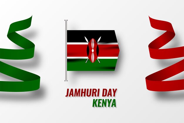 Free Vector Independence Day In Kenya With Flag Painted