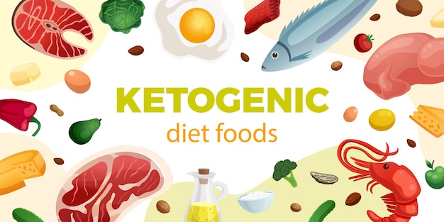 Бесплатное векторное изображение Иллюстрация продуктов кетогенной диеты