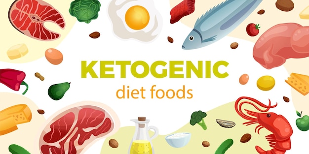 Ketogenic diet foods illustration