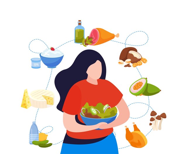 Free vector ketogenic diet woman composition