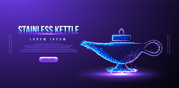 Free vector kettle stainless low poly wireframe mesh