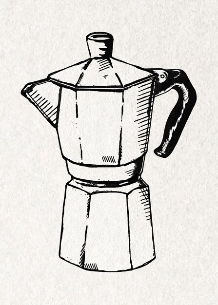 Kettle vintage sticker  in black and white