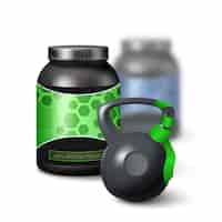 Free vector kettlebell and protein shake container