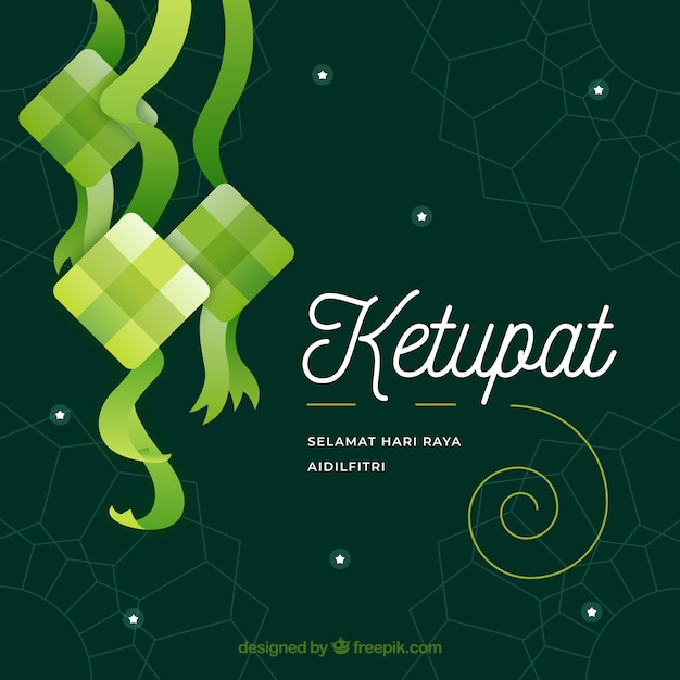 Vettore gratuito sfondo ketupat in design piatto