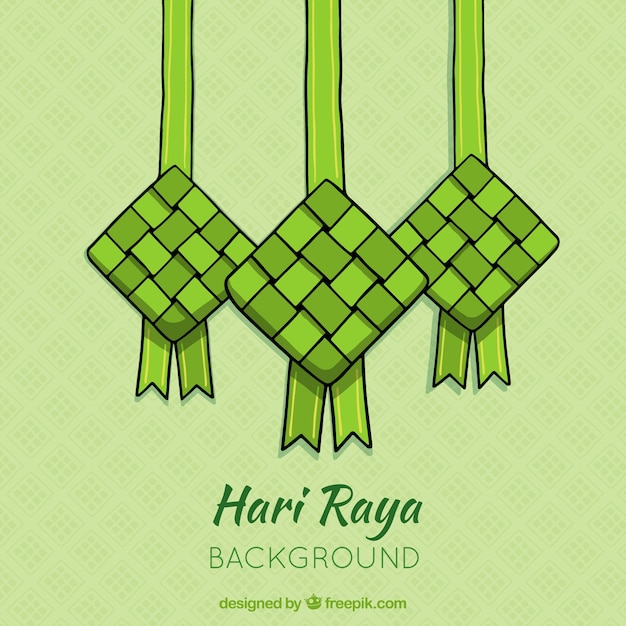 Ketupat background in hand drawn style