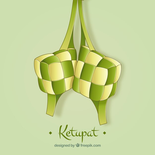 Ketupatの背景手描きのスタイル