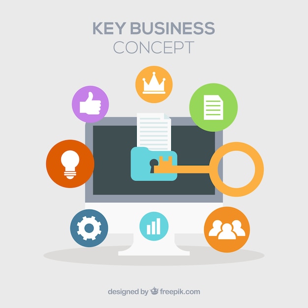 Key business concept with flat design