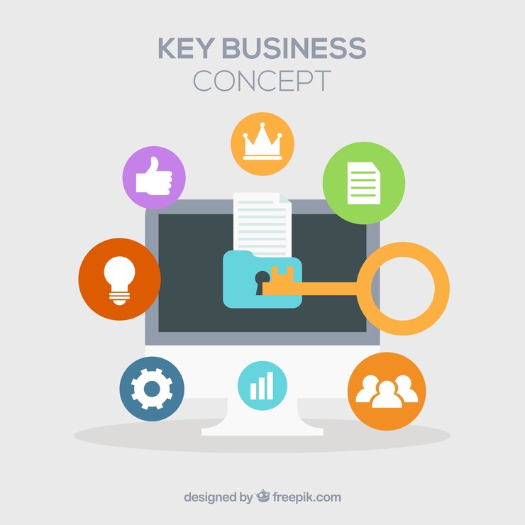 Free Vector key business concept with flat design