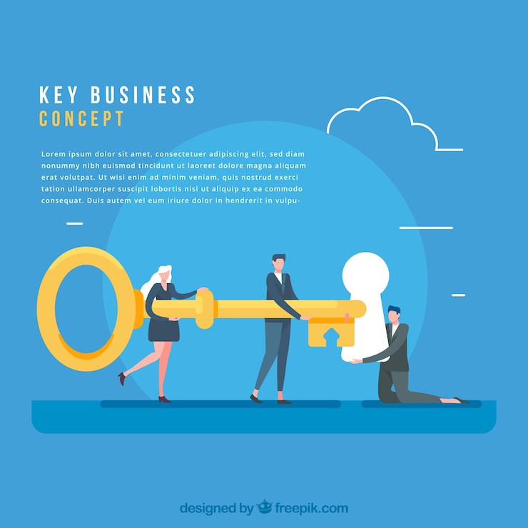 Free Vector key business concept with flat design