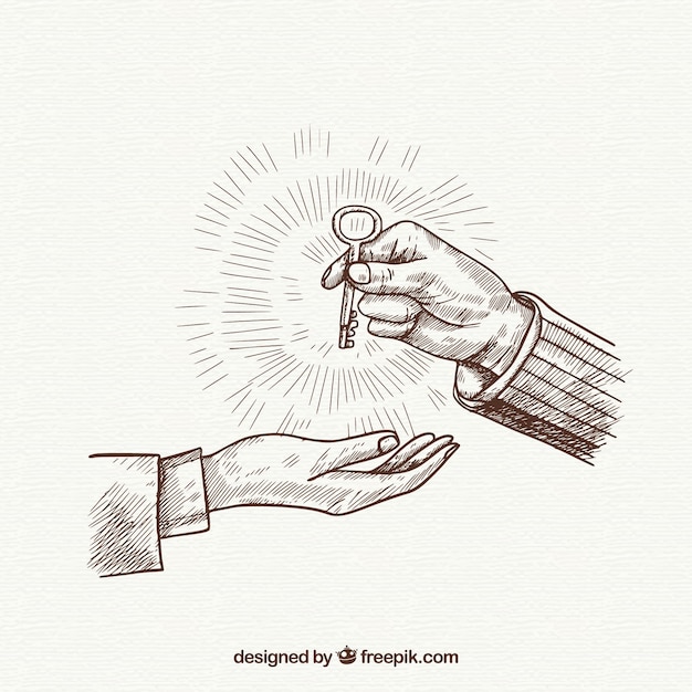 Free vector key business concept with hand drawn style