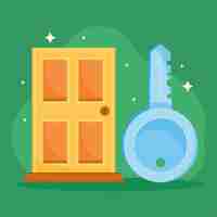 Free vector key and door house