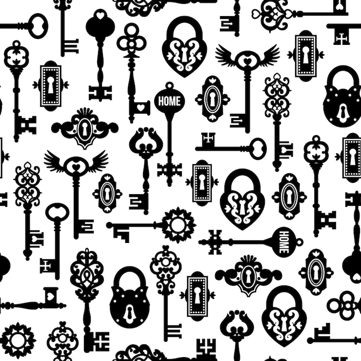 Free Vector keys and locks seamless pattern