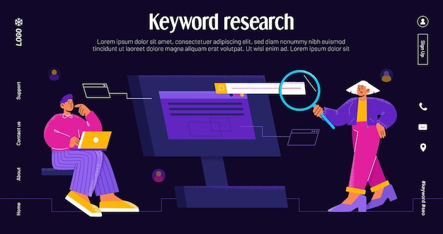 Free vector keyword research banner with people team work