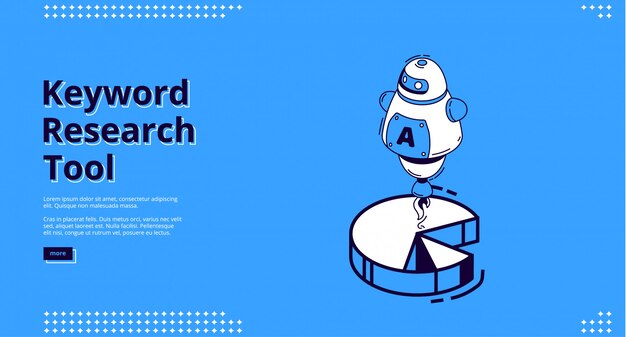 Free vector keyword research tool banner with isometric icons