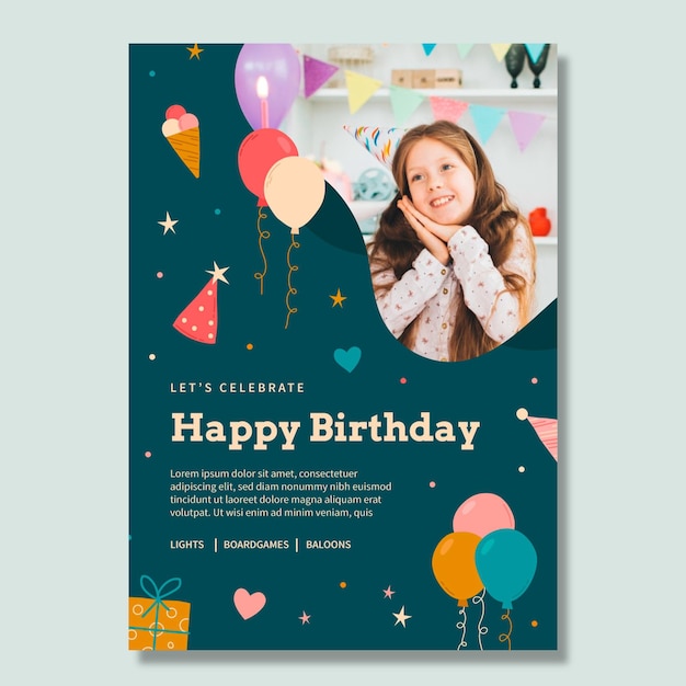 Modello di poster di compleanno per bambini