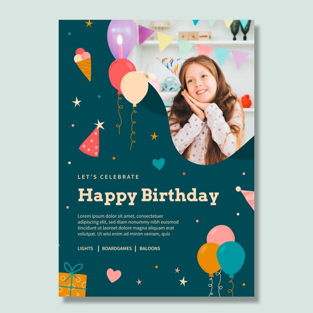 Kid birthday poster template