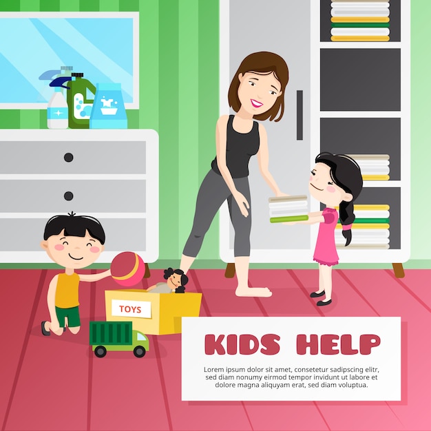 Kid cleaning illustration