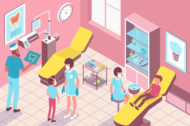 kid dentistry clinic illustration