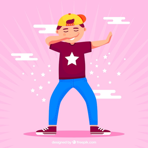 Free vector kid doing dabbing movement