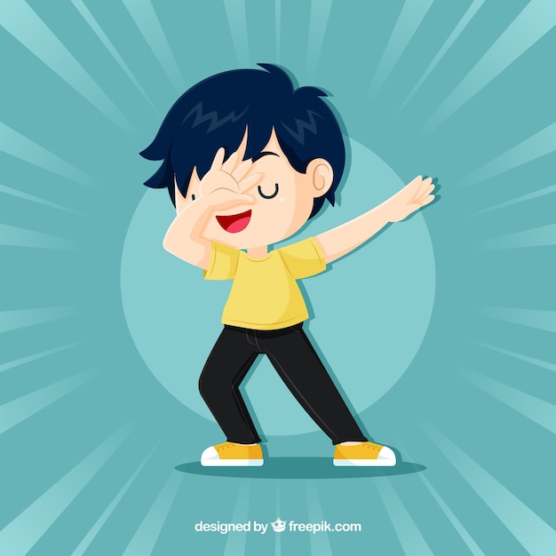 Free vector kid doing dabbing movement