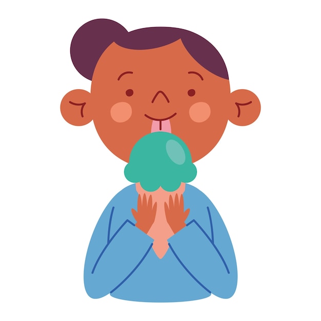 Free vector kid eating ice cream