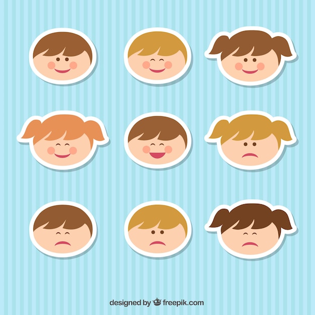 Free vector kid faces