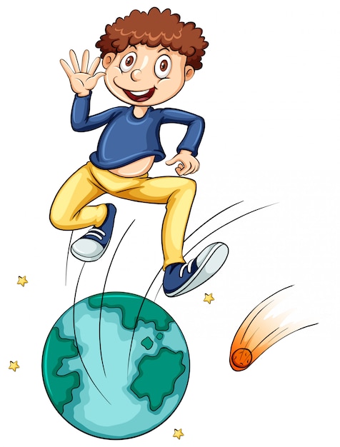 kid jumping over world globe