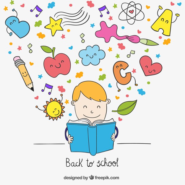 Kid reading a book illustration