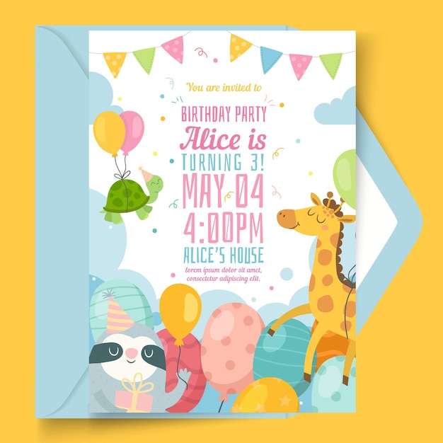 Free vector kid's birthday card  template
