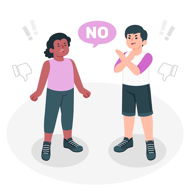 Free vector kid saying no concept illustration