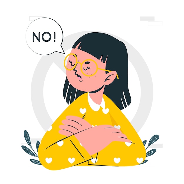 Free vector kid saying no concept illustration