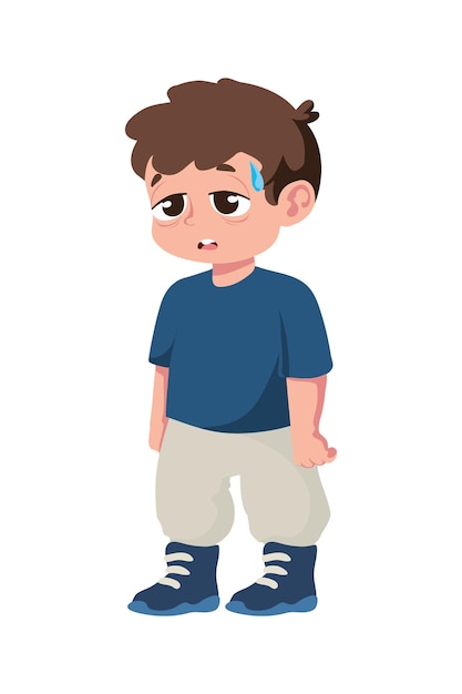 kid sick sweating icon isolated